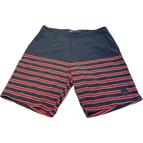 Rusty‎ Red, White & Blue Striped Surfing Board Shorts - Size 34 - Picture 1 of 8